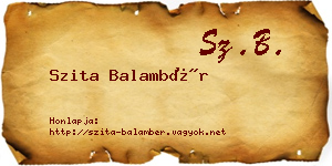 Szita Balambér névjegykártya